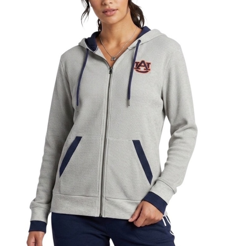 Colosseum Auburn Tigers Womens XL Gray Waffle Knit Full‎ Zip Hoodie Sweatshirt